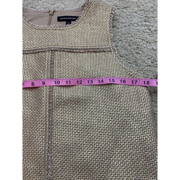 Banana Republic Womens Gold Blouse Size S Weave Textured Metallic Shell Top - Picture 7 of 8